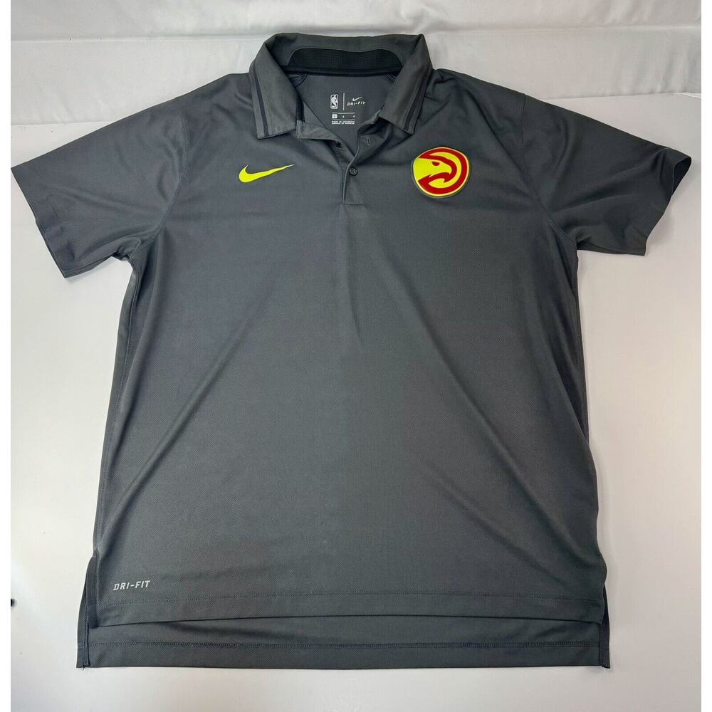Nike Dry Fit Atlanta Hawks Black Statement Coaches Polo Shirt Men’s Large